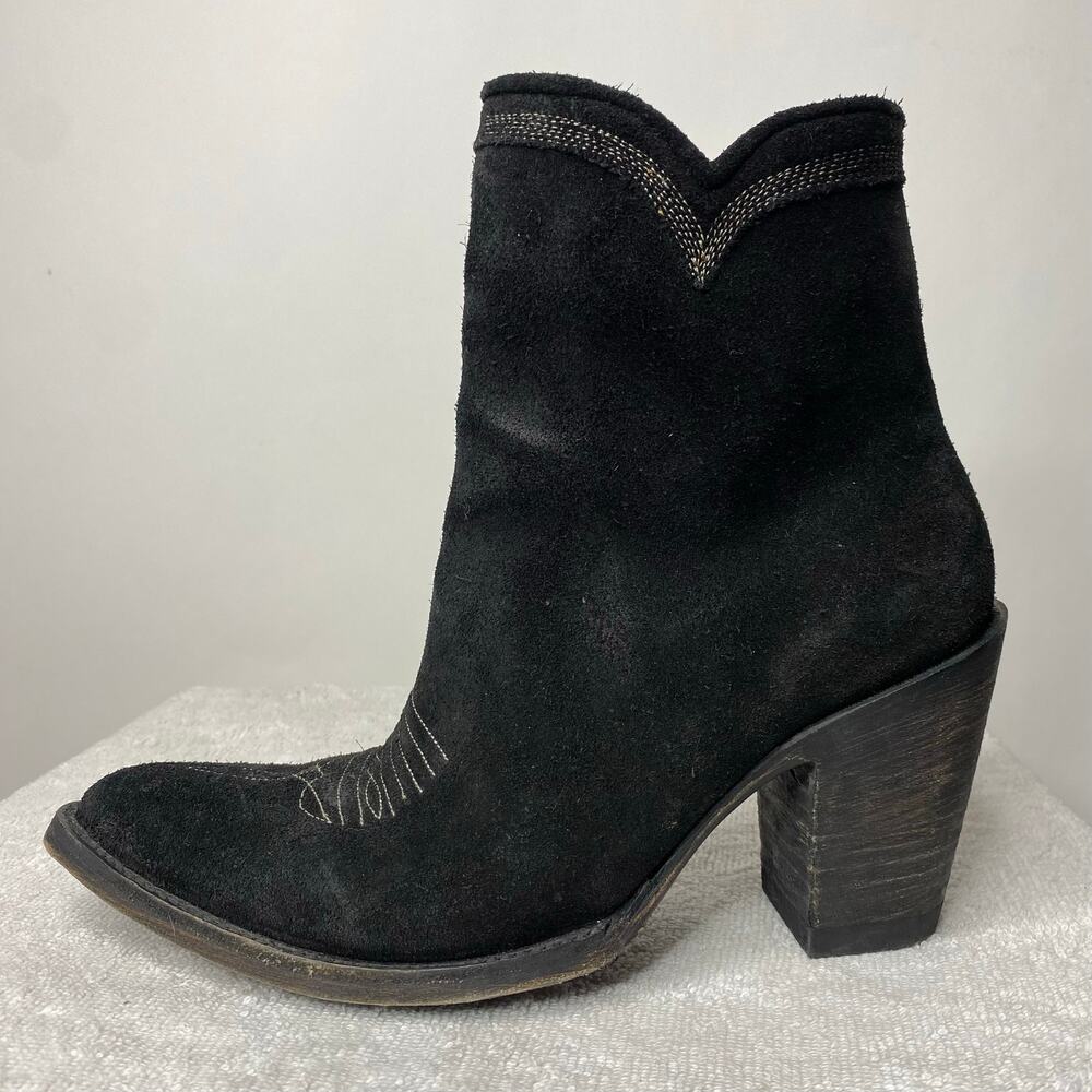 Old Gringo Women's 7.5 B Black Suede Ankle Booties Black Western Boho Boots